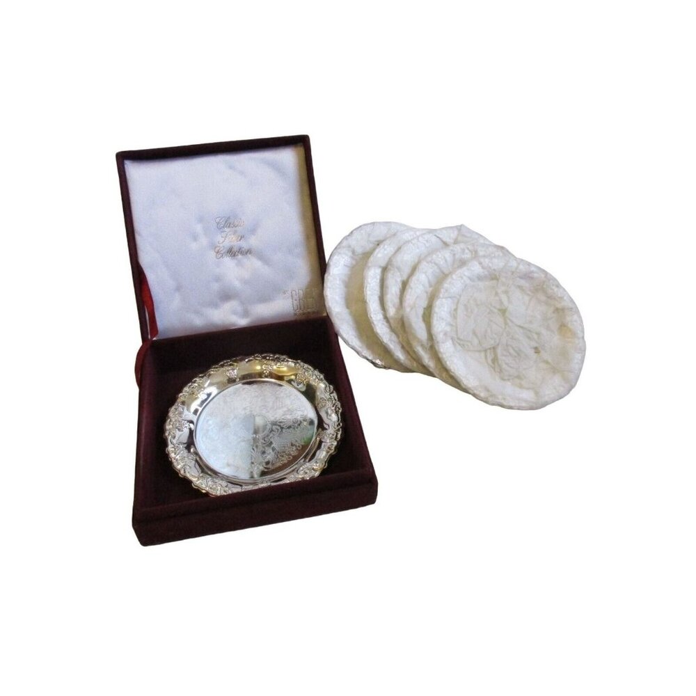 *CREA Milano Italy Vintage Classic Silver Collection Beverage Coasters - NIB